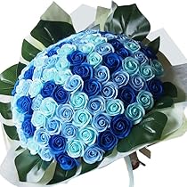 【1～2日発送】スカイブルー　サヴォンローズ（ソープフラワー）　バラ花束　70本 ロイヤルブルー L(100本) サヴォンローズ 花束 | 石鹸素材のバラ